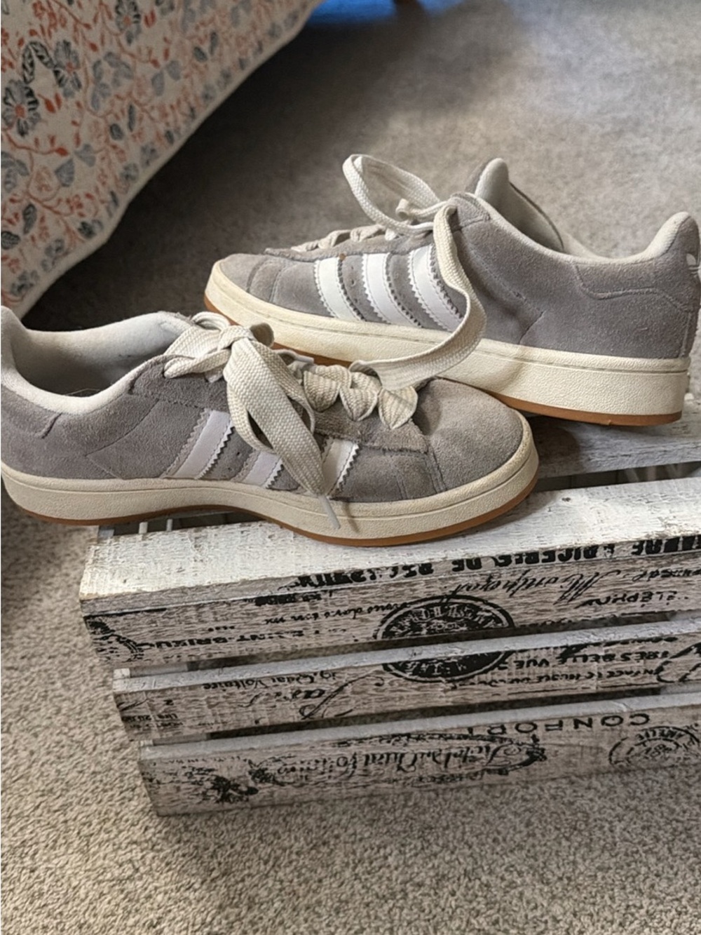 adidas Women's Suede Low-Top Sneakers in Light Gray and Ivory